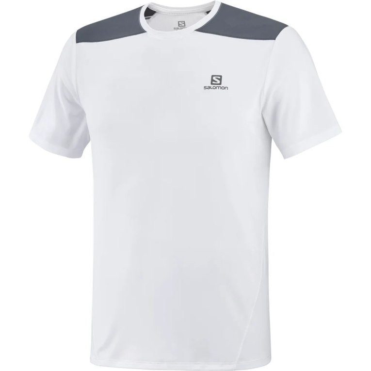Salomon Outline Short Sleeve Men's T-Shirts White / Black | CA 35G8